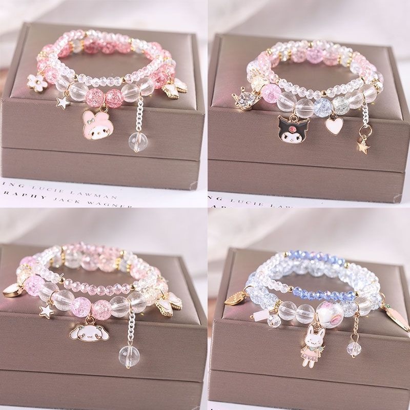 New Sanrio Kuromi My Melody bracelet kawaii anime melody Kuromi Cinnamoroll crystal bracelet girl in