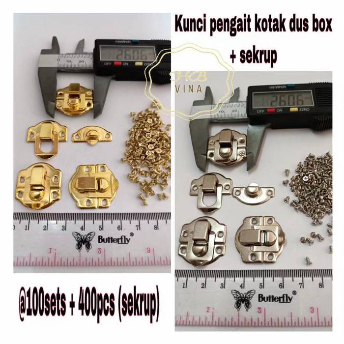 

100sets kunci pengait kotak box / kunci tas box + sekrup
