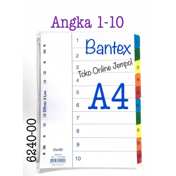 

A4 Angka 1-10 putih 6240-00 File Divider Bantex Pembatas ATK1178BX