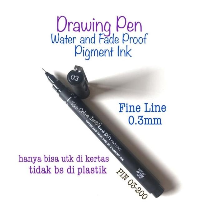 

UNI 0.3 Fine Line Drawing Pen 915325 PIN 03-200 Black Pulpen ATK0929UN