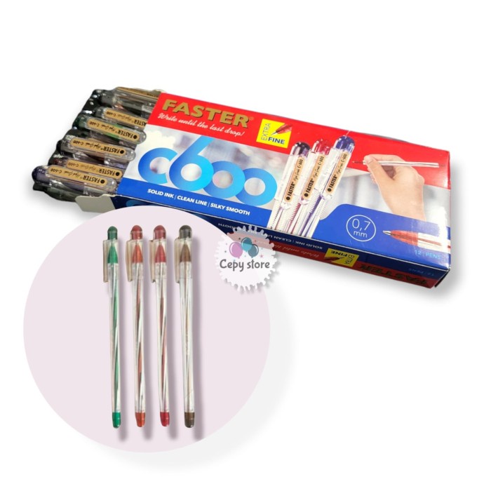 

Pulpen Faster C600 / Ballpoint C600 Xtra Fine Per Pack Isi 12pcs