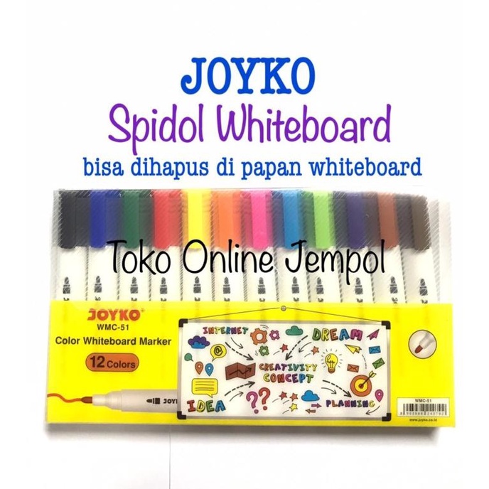 

12 warna Spidol Whiteboard Joyko WMC-51 marker papan hapus ATK1105JY