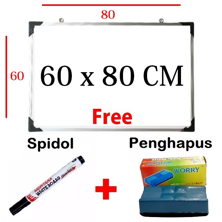 

Papan Tulis White Board Gantung Ukuran 60 Cm X 80 Cm Free Spidol Dan Ghapus