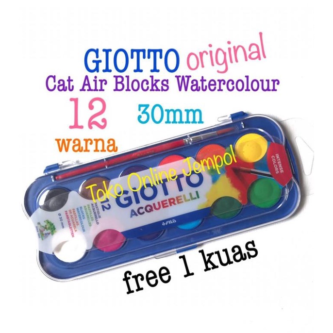 

30mm 12 warna Cat Air Block Watercolour GIOTTO 967702 cake ATK0628GT