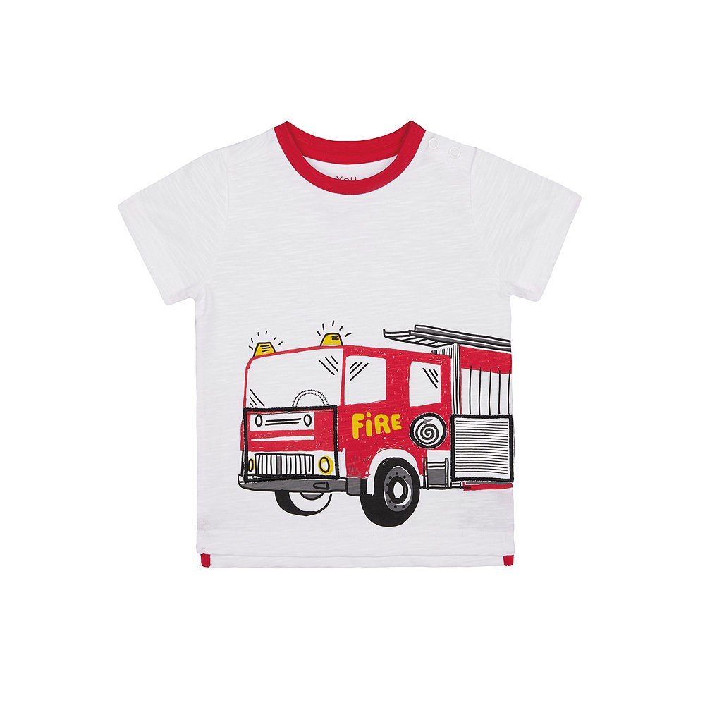 Mothercare white lift-the-flap fire engine t-shirt