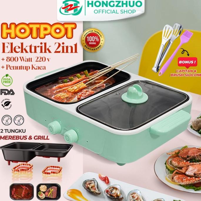 Hongzhuo Minipan Electric Hotpot Dan Alat Panggangan Grill Pan Bbq Agalonline