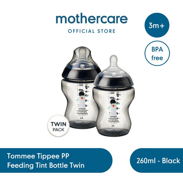 Tommee Tippee PP Feeding Tint Bottle 260m Black 2Pk - Botol Minum Bayi