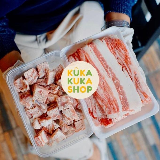 

Kuyyy Bundling Beef Wagyu Saikoro 500Gr + Us Shortplate Beef Slice Lovloa