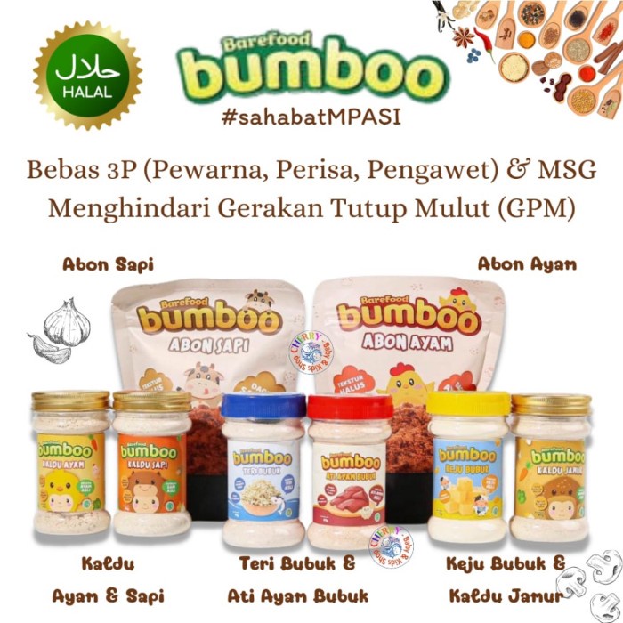 

BUMBOO Kaldu Asli / Keju / Ati Ayam / Teri Bubuk Abon Ayam /Sapi Anak