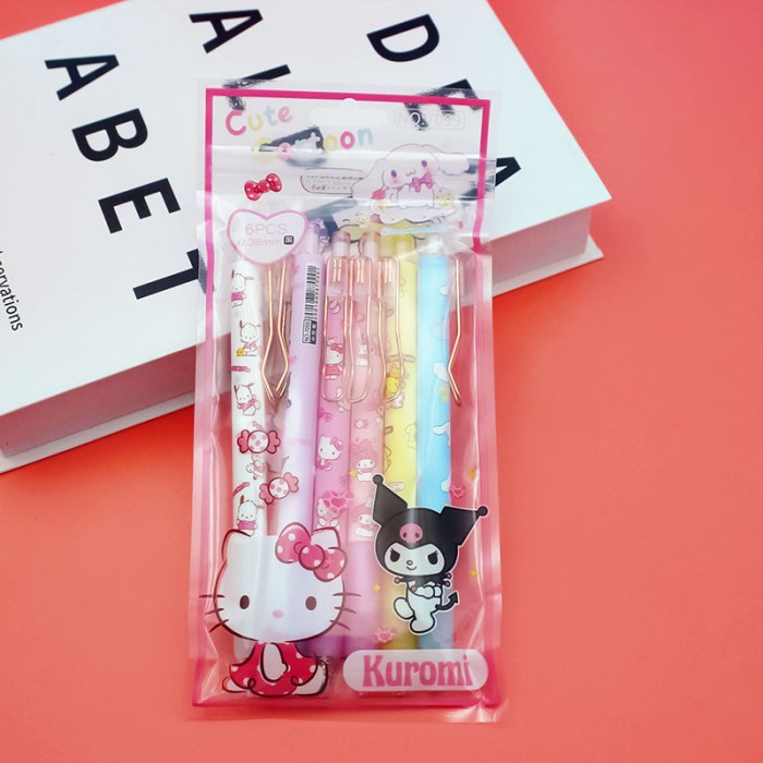 

A347 - Pen Pulpen Gel Tinta Sanrio Kuromi Cinnamoroll isi 6 pcs