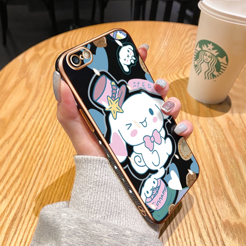 Casing Hp iPhone X Xr Xs Max 6 Plus 6s Plus 7 Plus 8 Plus Case Anjing kayu manis yang lucu pola Sisi