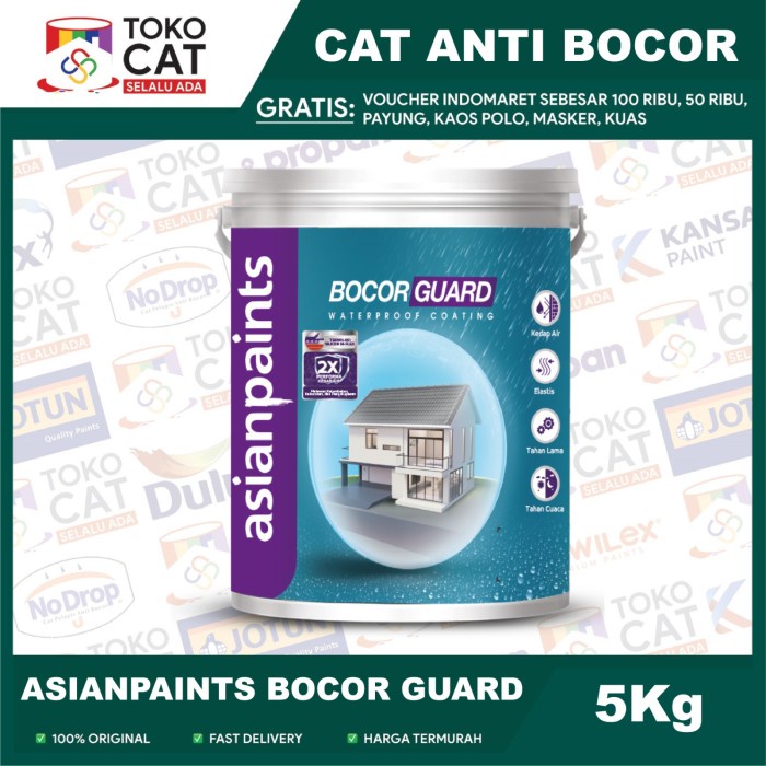 Cat Waterproof Anti Bocor Asian Paint Bocor Guard Warna Putih 5 Kg Galon // Cat Pelapis Anti Bocor /