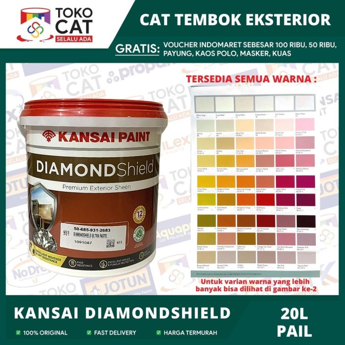 Cat Tembok Luar Kansai Paint Diamond Shield Warna Putih 20 Liter Pail // Cat Tembok Eksterior // Cat Tembok Exterior
