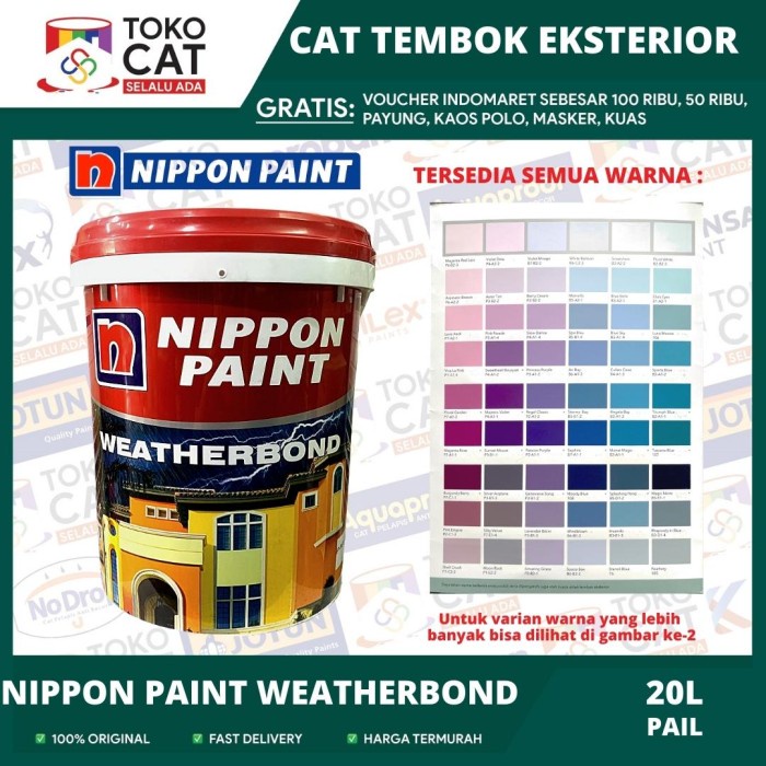 Cat Tembok Luar Nippon Paint Weatherbond Warna Putih 20 Liter Pail // Cat Tembok Eksterior // Cat Tembok Exterior