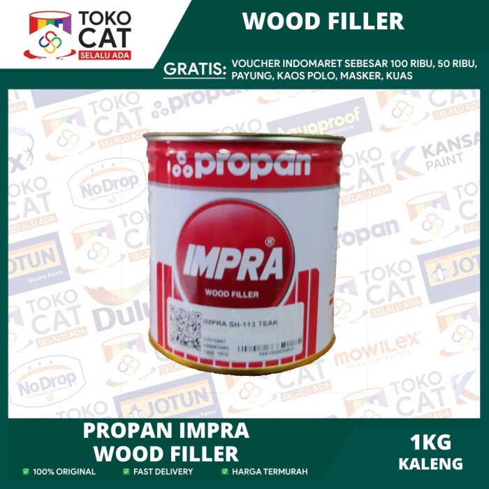 PROPAN IMPRA WOOD FILLER / DEMPUL KAYU WARNA BROWN KJ / PUTIH 1 LITER KALENG // DEMPUL KAYU PROPAN