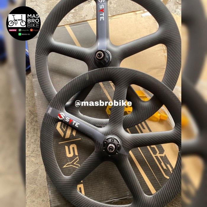 Promo Wheelset Syte Carbon 5 Spoke 20 451 Discbrake Velg Karbon Syte 22