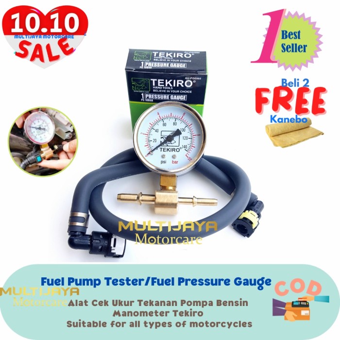 Fuel Pump Tester Alat Cek Ukur Tekanan Pompa Bensin Minyak Fpg Tekiro