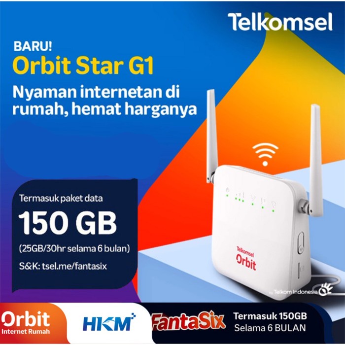 TELKOMSEL ORBIT STAR G1 MODEM WIFI 4G FREE 150GB (25BX6)
