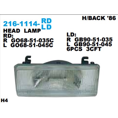 Head Lamp Lampu Depan Mazda 626 1986 Best