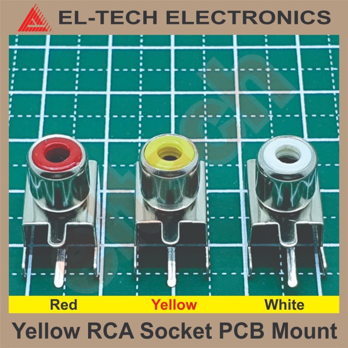 TERLARIS RCA Socket Soket PCB Mount Right Angle Siku Female Yellow Kuning