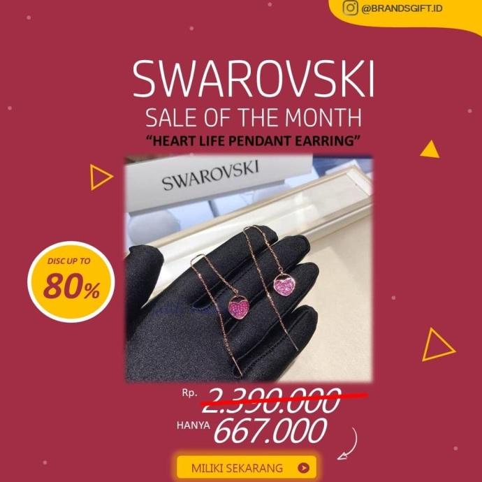 Promo Anting Swarovski Heart Life Pendant Earring Original 100% Pengiriman Cepat