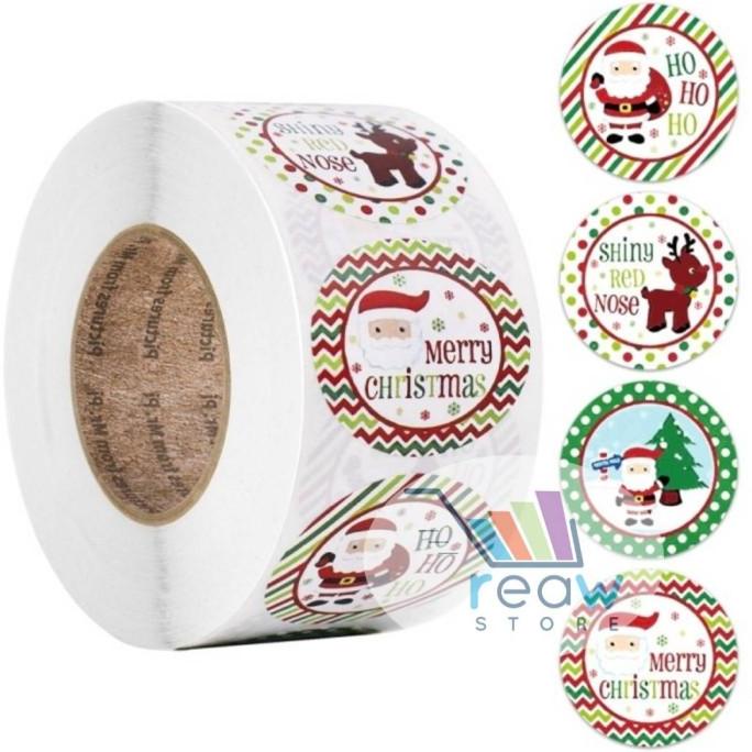

Terlarisss !!! Sticker Natal Roll 500Pcs Tempelan Toples Kado Parcel Natal Anti Air - Terbaru