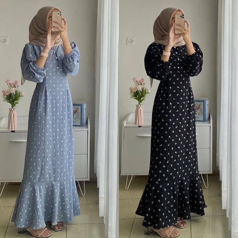 promo Naima Korean Dress By Wafacloth.id || Korean Dress Hijab Best seller Kancing aktif & tali bela
