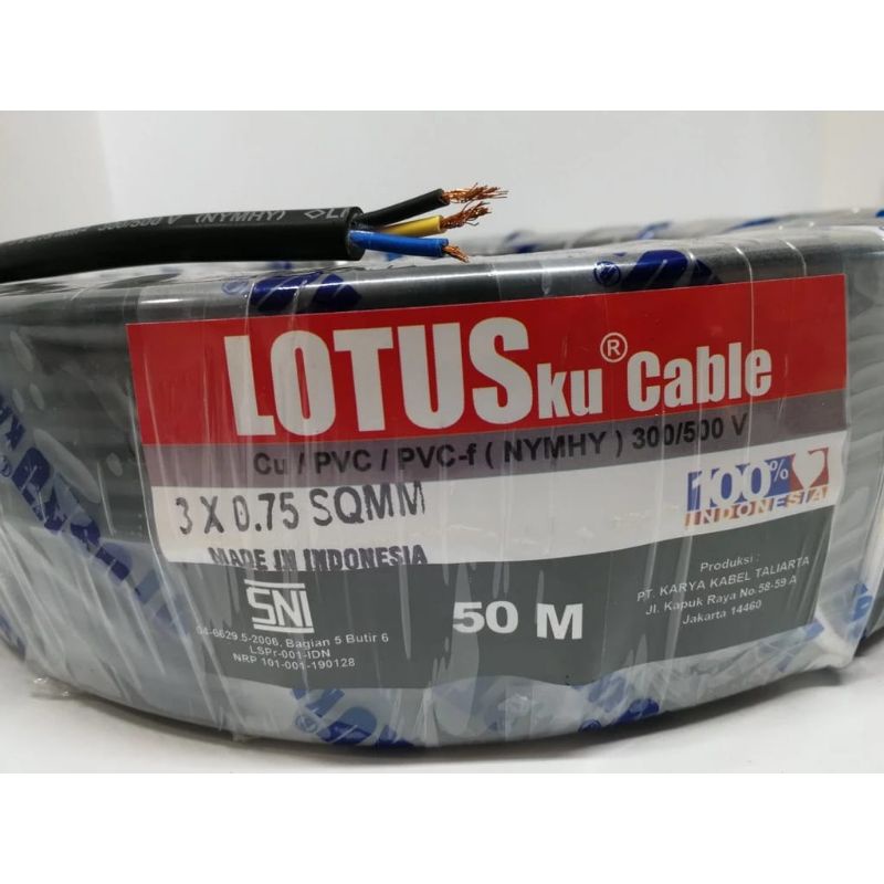 AEBRAND Kabel Listrik Serabut Lotus 3x1,5mm 3x0.75mm - Kabel Listrik Serabut pompa supersibel - Kabe
