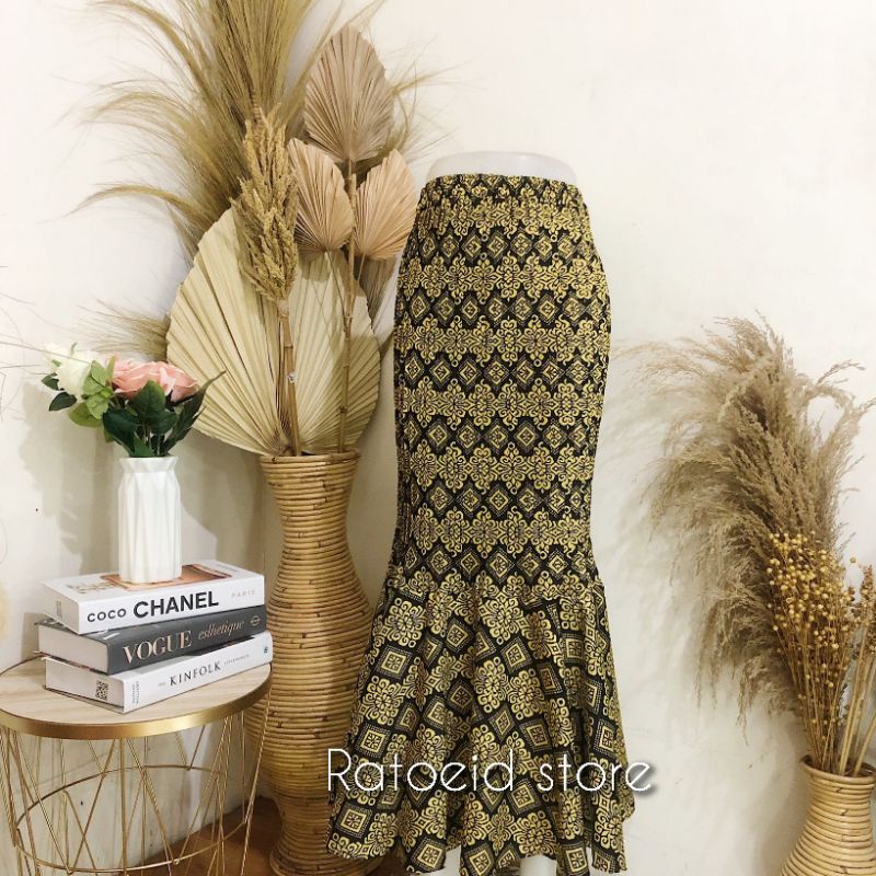 Rok Duyung Plisket Batik / Rok Batik Plisket Duyung Motif SONGKET / Rok Batik Premium Jumbo