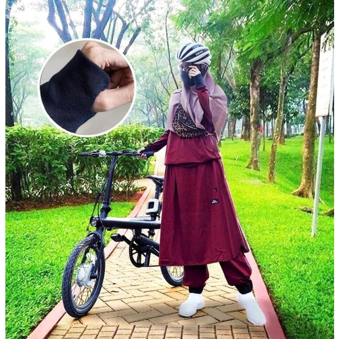 Setelan Olahraga Wanita Set Baju Gowes Muslimah Babyterry Celana Kulot