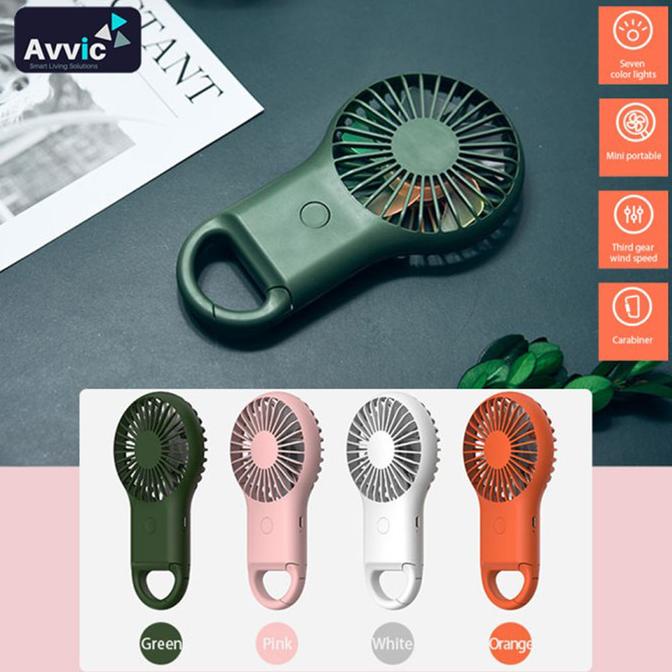 AVVIC Roku Mini Fan Kipas Angin Mini Portable RGB Light Rechargeable