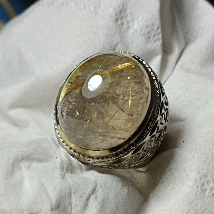 [Baru] Natural Akik Rambut Cendana Serat Jarum Emas Unik Antik Full Serat Limited