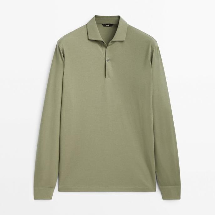 Fashion Pria | Polo Shirt Massimo Dutti Katun Lengan Panjang Original Authentic Kekinian