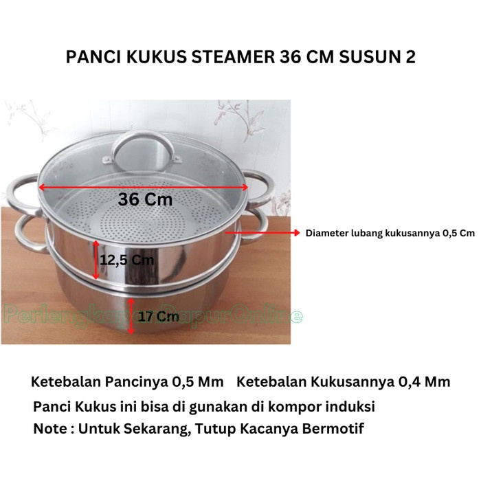 [Ori] Panci Kukus Serbaguna Supra 36 Cm Susun 2 Stainless Steel Terbaru