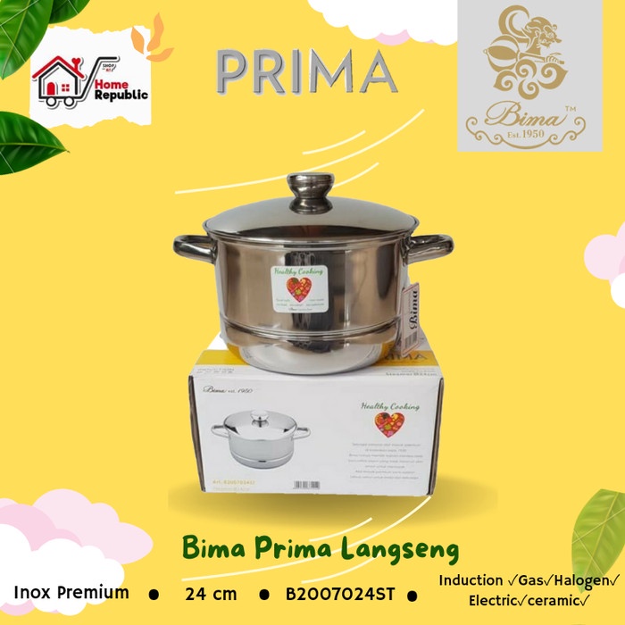 [Ori] Bima Prima Langseng Highpot Steamer 24Cm B2007024St Kukusan Stainless Limited