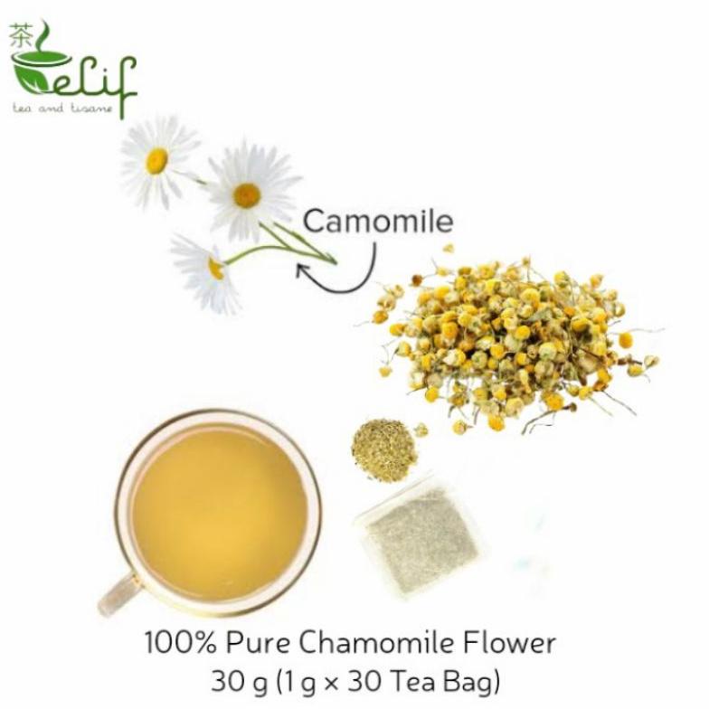 

Best - ELIF TEA Chamomile Tea | Teh Bunga Camomile | Teh Insomnia Susah Tidur | Pure Herbal Tea Series | 30 Tea Bag .,