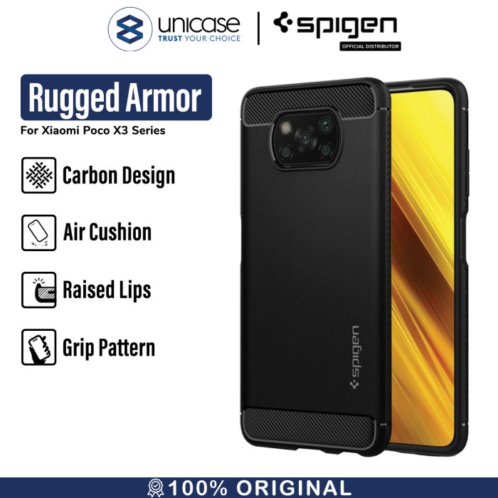 [Original] Case Xiaomi Poco X3 Pro/Nfc Spigen Rugged Armor Carbon Softcase Casing Diskon