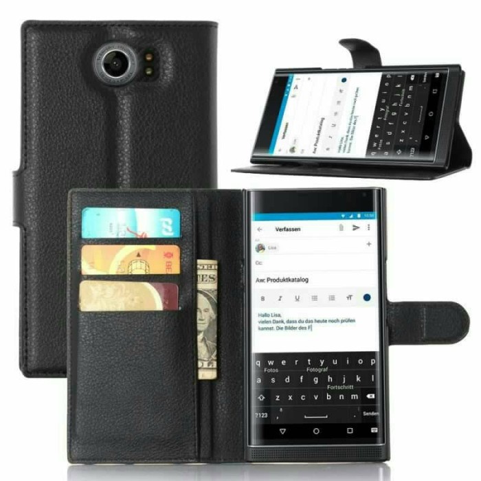 [Original] Bb Blackberry Priv Flip Cover Leather Wallet Case Retro Kulit Kesing Diskon
