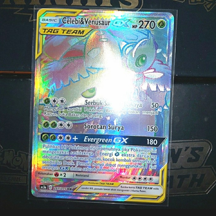 ✅COD Celebi Venusaur Gx Hr Holo Rare Base Charizard Sr Rr Vmax Ex Shiny Ssr Terbaru