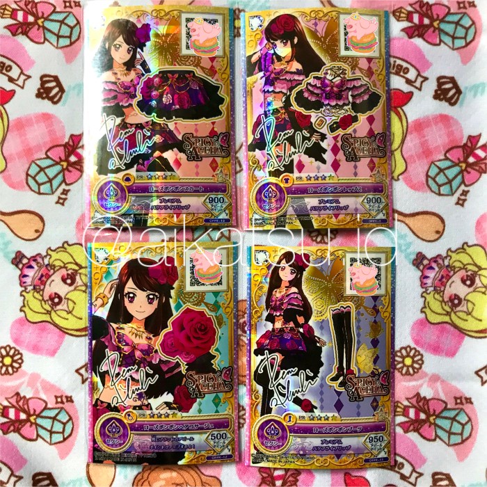 ✅COD Kartu Aikatsu Jepang Premium Rose Bonbon Signed Set Berkualitas