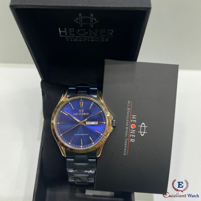 ✅New Ori Excellent Watch Jam Tangan Pria Hegner 8009G Blue Terbaru