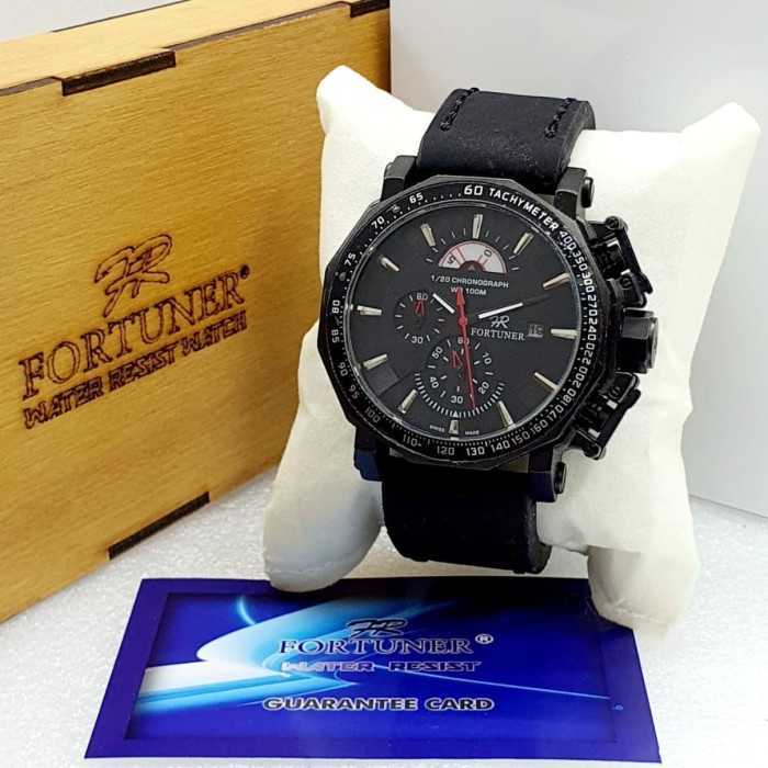 ✅New Ori Jam Tangan Fortuner 8081 Original Kulit Hitam Chrono Dan Tgl Aktif Terbatas