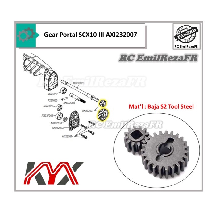 ✅New Gear Portal Gardan Axle Kyx Scx10 Iii 12T  23T Axi232007 Diskon