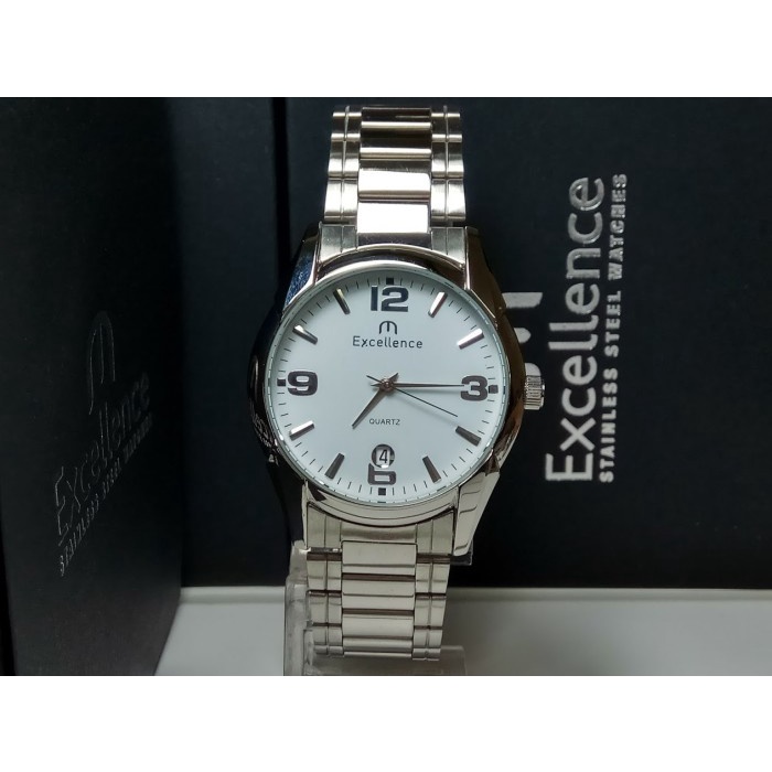 ✅New Ori Jam Tangan Pria Excellence Ex-8506Md Silver Stainless Steel Dial Whit Berkualitas