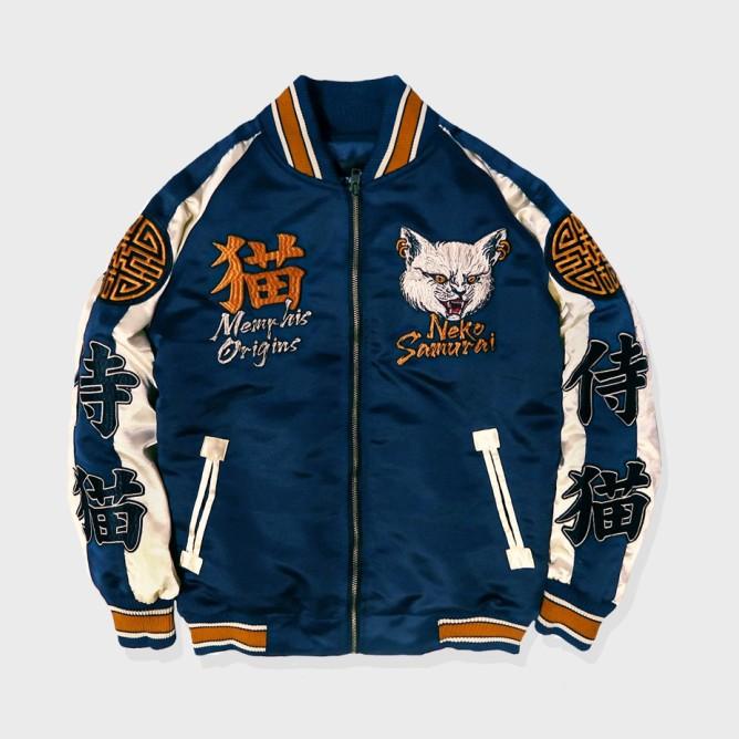 Sukajan Jacket - Nekosamurai (Navy)