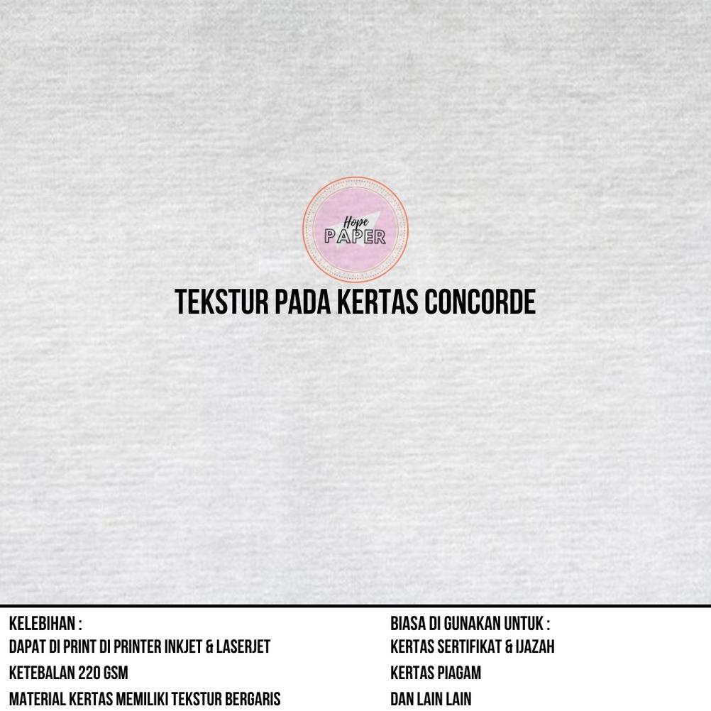 

Berkualitas! Kertas Concorde F4 220 gr isi 30 lembar / Kertas Sertifikat F4 .,