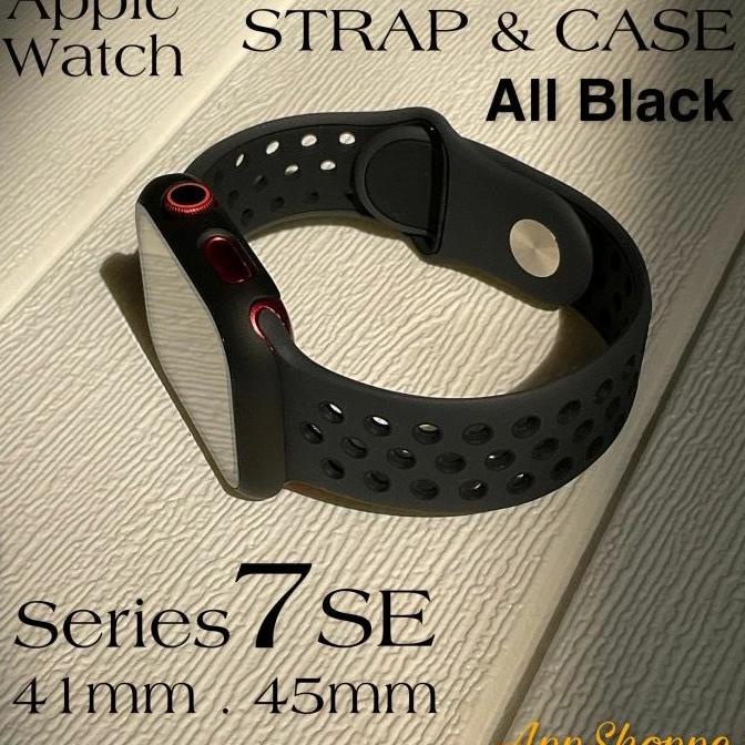 Apple Watch Strap ALL SERIES 7 NIKE DESIGN STRAP + HARDCASE All Black
