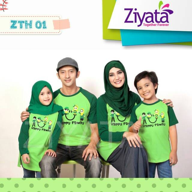 [COD] Baju Keluarga Sarimbit Kaos Keluarga Kaos Couple Ziyata Zth-01 Hijau Terbaru