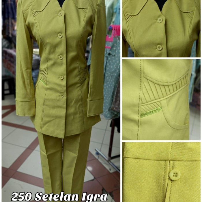 [COD] Baju Set Seragam Igra Nasional Guru Ra Hijau Lime Lemon Cantik Murah Berkualitas