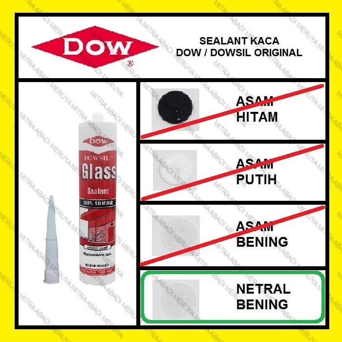 

Lem Kaca Aquarium Dow Corning Netral Clear Bening Lem Silicone Sealant